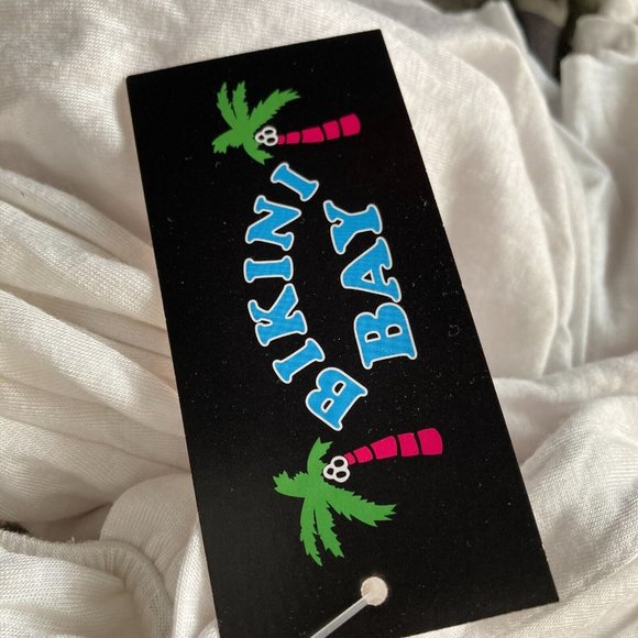 Bikini Bay Halter Dress Womens Medium White Stretch New Beach Dress - Picture 4 of 8